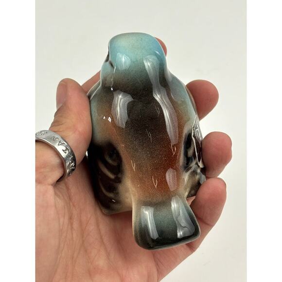 VTG Glossy Chickadee Bird Figurine Made in Austria Golden Crown - Picture 4 of 13